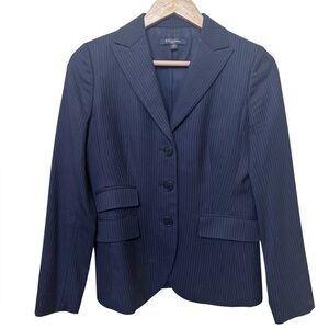 Brooks Brothers 100% Wool Navy Pinstripe Blazer Jacket Petite 2P Suit Office